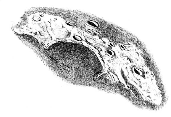 Mondkrater; Zeichnung von Josef Cukas
