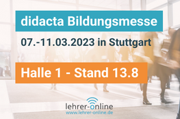 Einladung zum Eduversum-Stand auf der didacta 2023 Schriftzug didacta Bildungsmesse: 7. bis 11. März 2023, Halle 1, Stand 13.8