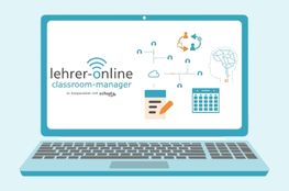 Laptop mit Logo des LO-Classroom-Managers