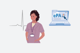 Mit der elektronischen Patientenakte in die Zukunft: Digitalisierung für Gesundheitsberufe in der Berufsschule Arbeitskraft aus dem Gesundheitswesen mit einer elektronischen Patientenakte