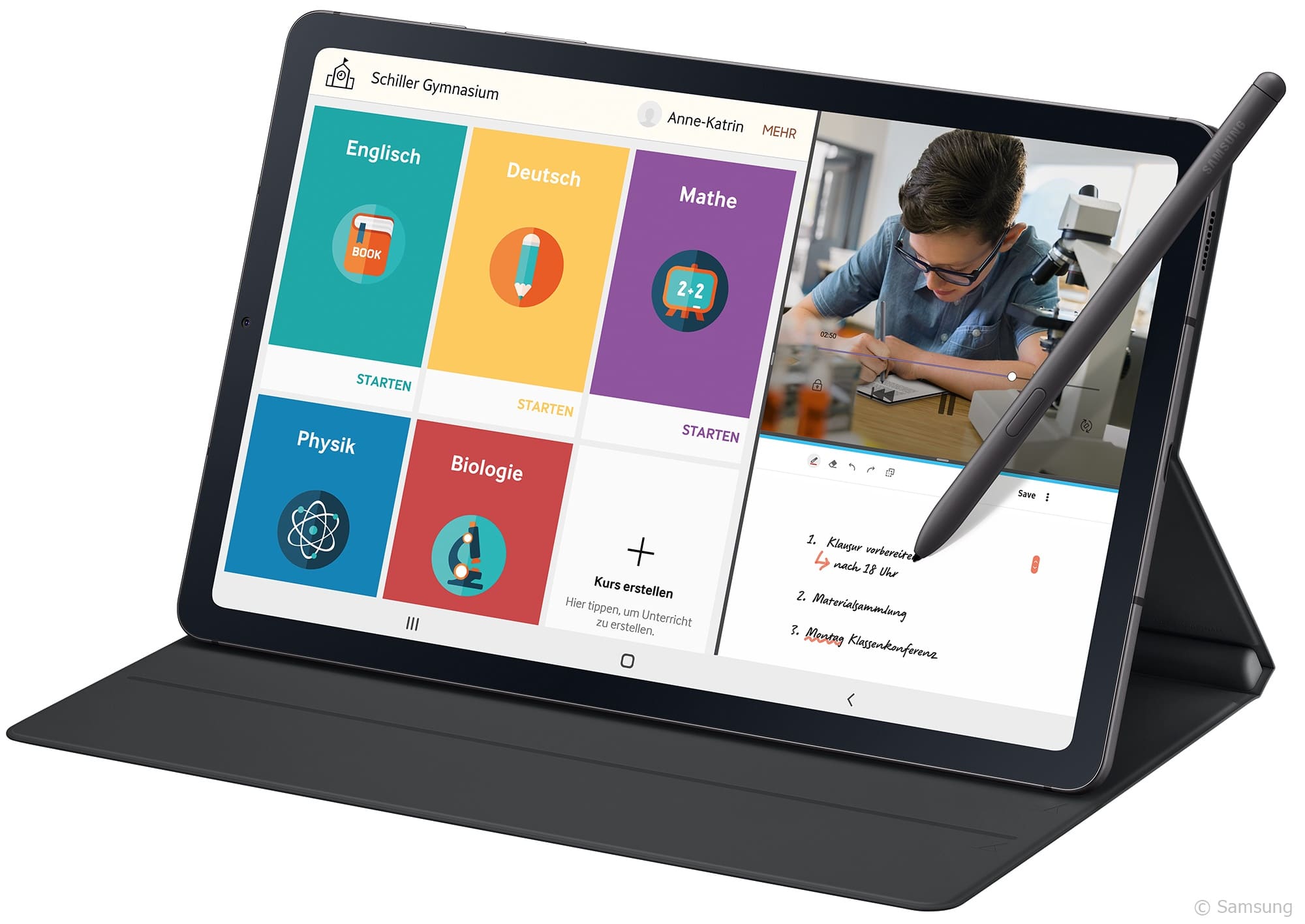 Samsung Neues Lernen auf einem Tablet