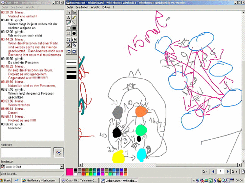 Über mathematische Probleme chatten - Chatbox und Whiteboard in NetMeeting