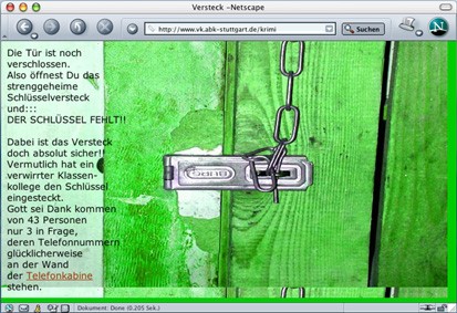 Screenshot einer Seite: eingeblendet wird ein Türschloss