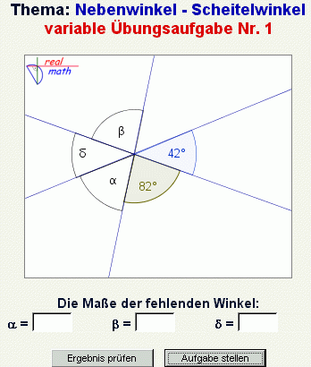 Screenshot: Online-Arbeitsblatt zur Situation bei der Verwendung von drei sich schneidenden Geraden (realmath.de)