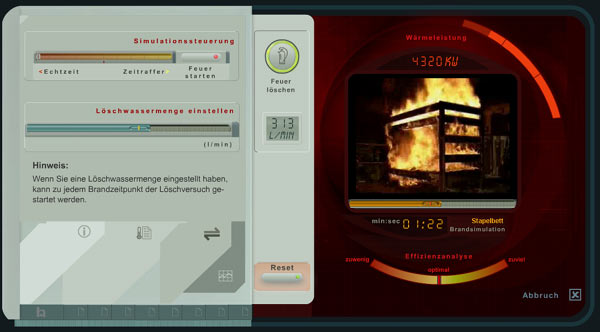 Screenshot aus der SWR-Simulation zur Brandlöschung