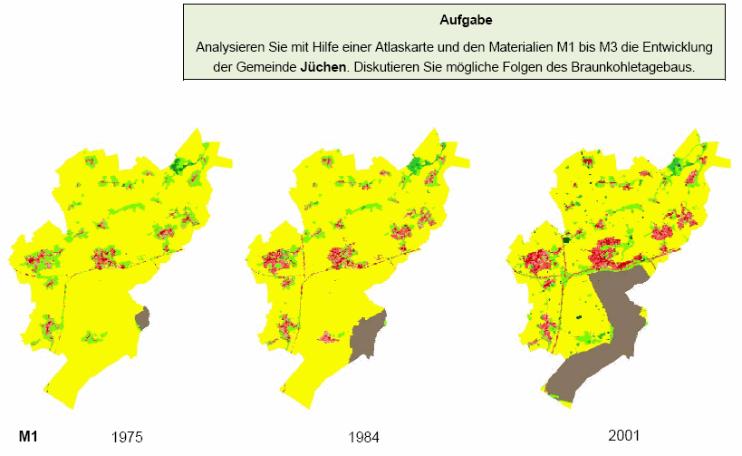 Landschafttsveränderung einer Gemeinde durch Braunkohletagebau