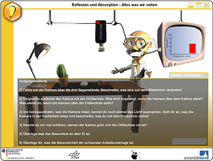 Screenshot aus Computermodul mit Aufgabenstellungen