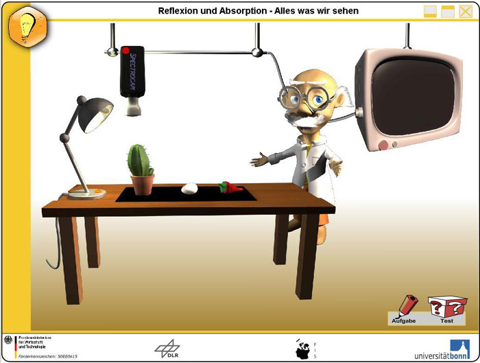 Animation: Tisch mit Kaktus, Hühnerei und Chilischote