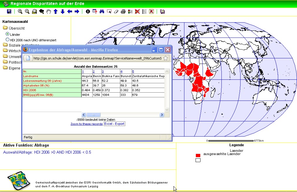 Ausschnitt aus WebGIS Sachsen
