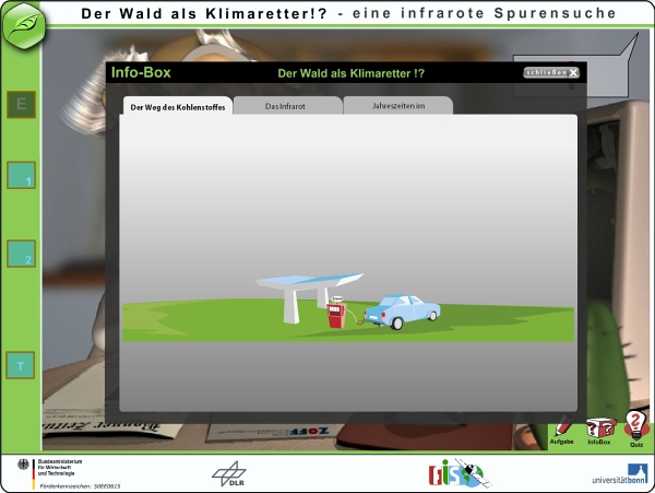 Info-Box, Screenshot aus der Lernumgebung "Der Wald als Klimaretter!?"