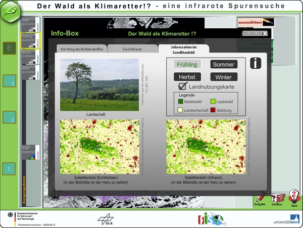 Vier Jahreszeiten, Screenshot aus der Lernumgebung "Der Wald als Klimaretter!?"