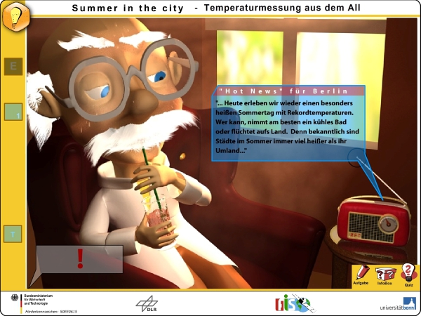 Lernumgebung "Summer in the City" (Screenshot) - Einstieg