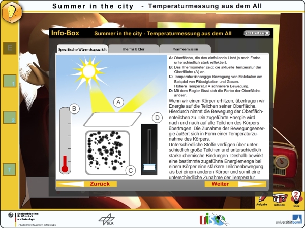 Lernumgebung "Summer in the City" (Screenshot) - Infobox