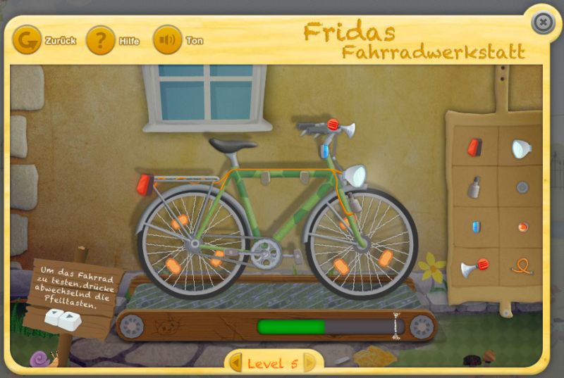 Unterrichtsmaterial Frids Fahrradwerkstatt - Startbild Level 5