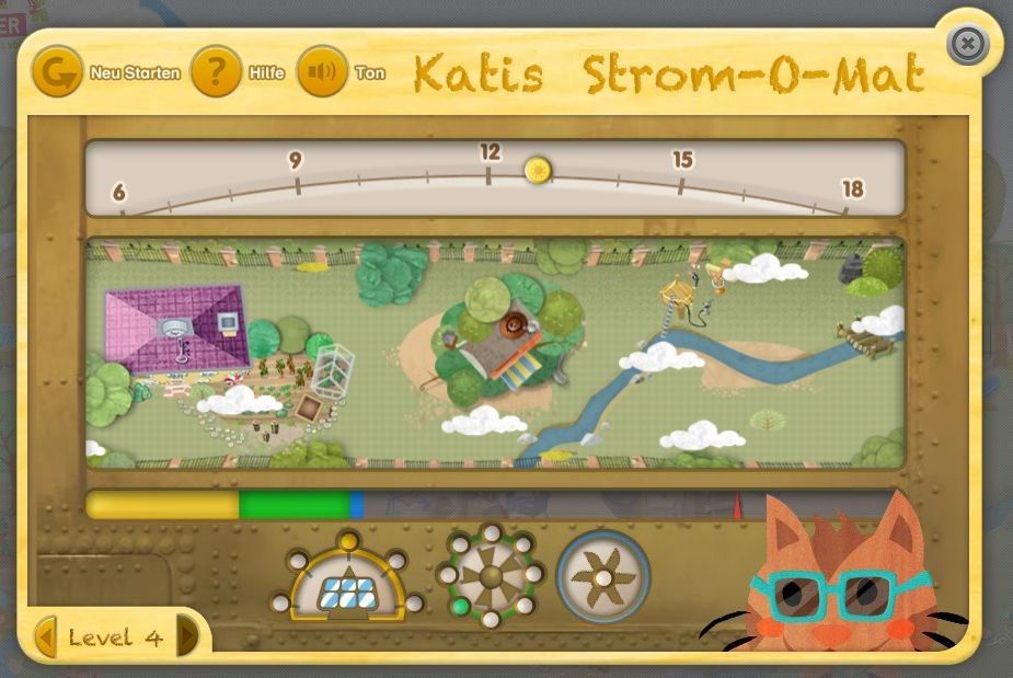 Lernspiel "Katis Strom-O-Mat" - Startbild Level 4