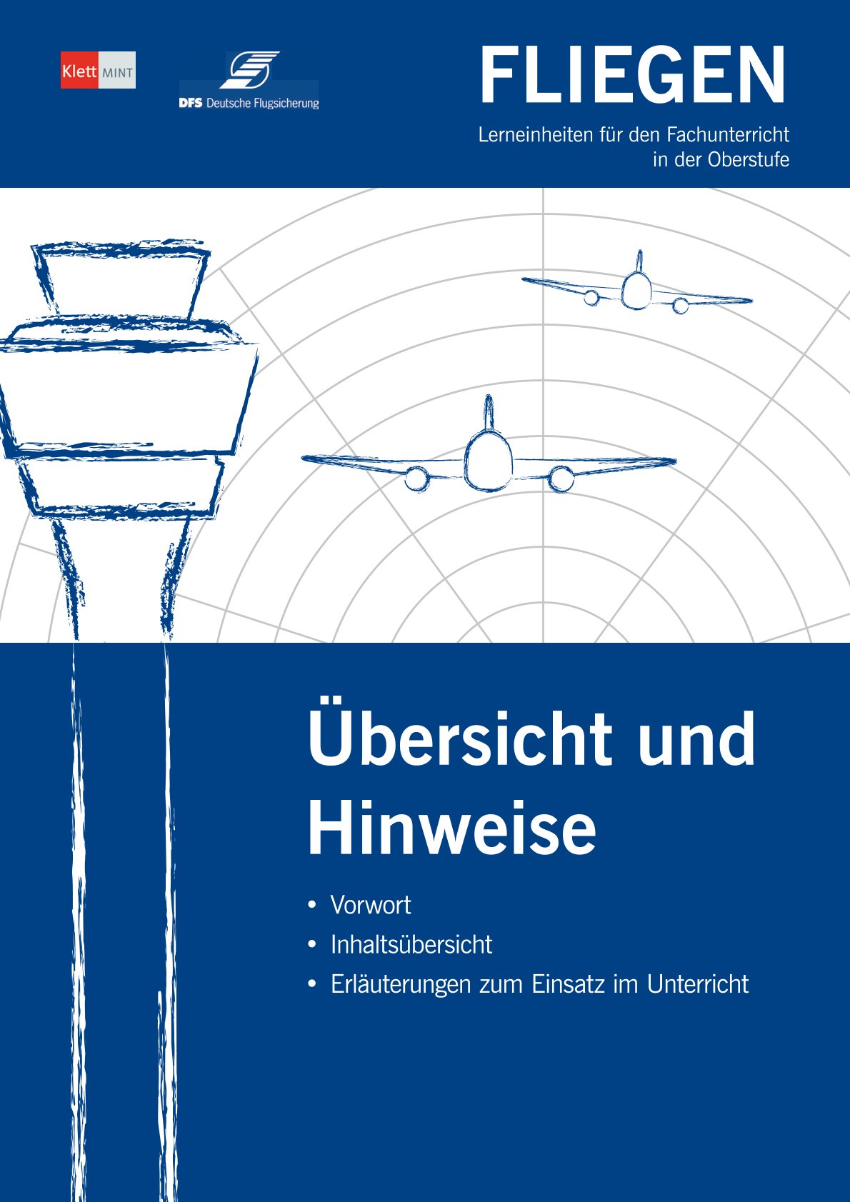 Cover des Lehrbuchs "Fliegen": Tower und Flugzeuge
