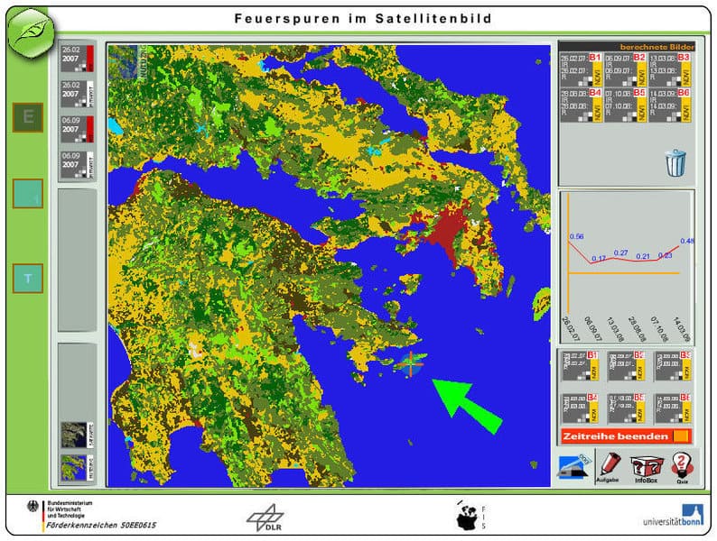 Zeitreihenanalyse im Lernmodul "Feuerspuren im Satellitenbild"