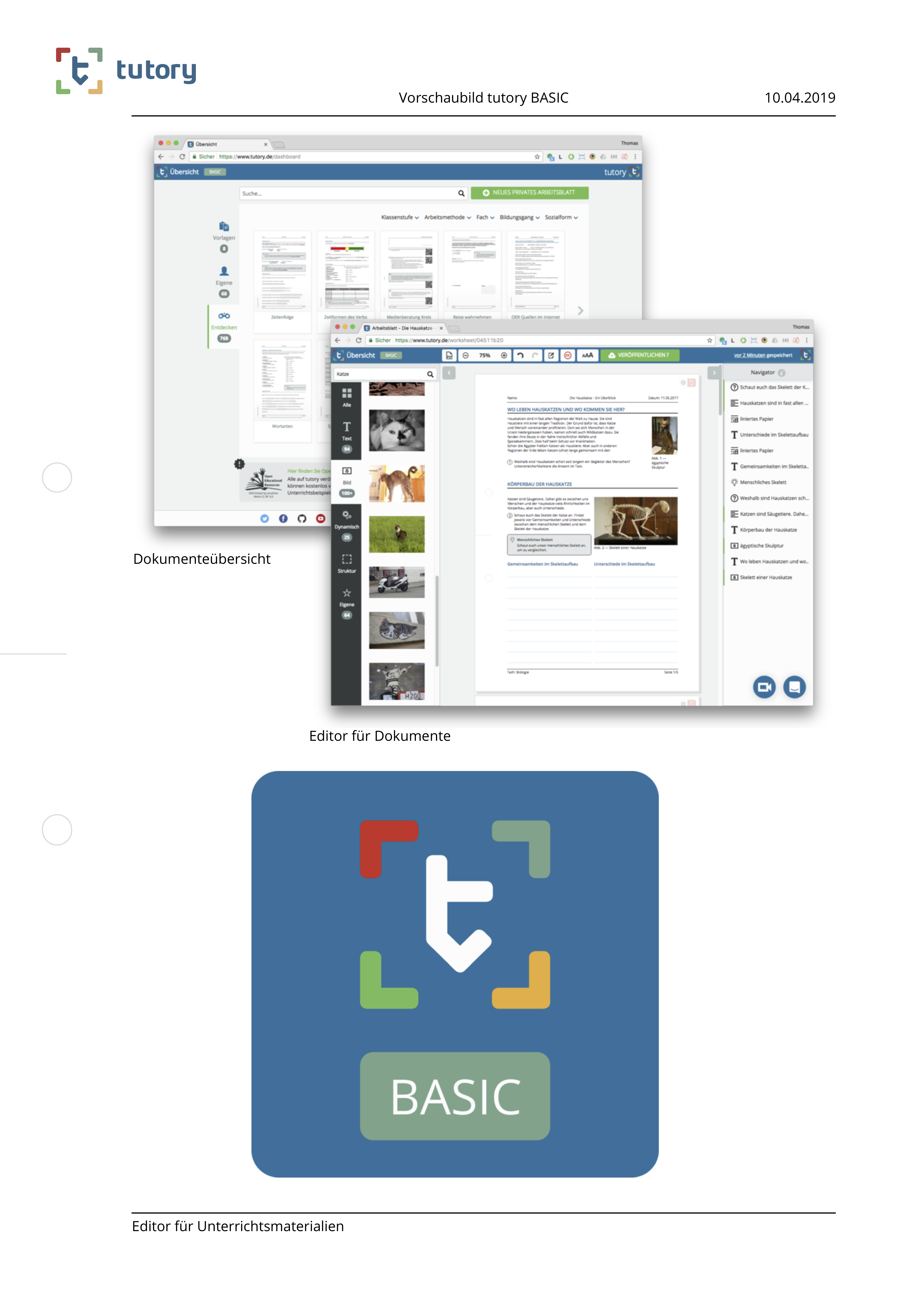 tutory-BASIC - Arbeitsblätter online erstellen