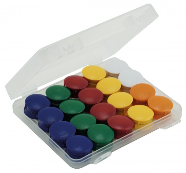 Set Haft-Magnete 27 mm ø in Box, 40-tlg.