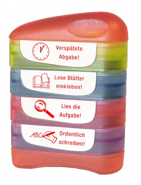 Siebdruck-Stempel "Perpetuum", 4 in 1, "Verspätete Abgabe"