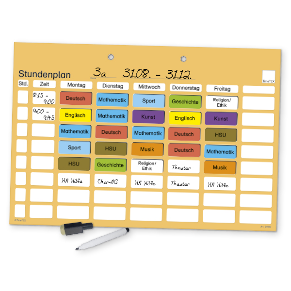 Stundenplan-Tafel magnetisch, ca. 41 x 28 cm