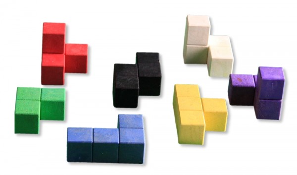 Soma-Holz-Würfel 60x60 mm, Btl. 7 Figuren bunt