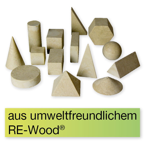Set Geometrie-Körper massiv, naturfarben, 14-tlg. im Karton