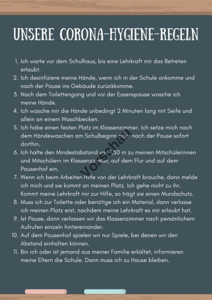 Poster: Corona-Hygiene-Regeln an Schulen