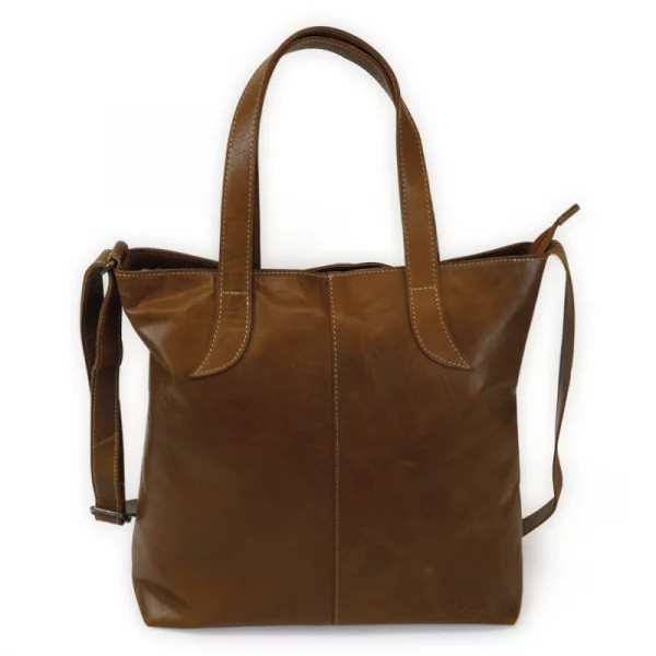 Schultertasche "Compatto" cognac, Büffelleder
