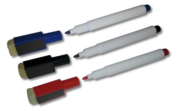 Set Folienstifte Non Permanent mit Filzwischer + Magnet, 3tlg.