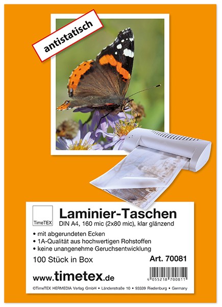 Laminier-Taschen A4 2x80 mic glänzend, 100 Stück