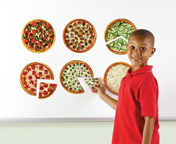 Demo-Bruchrechen-Kreise "Pizza", 200 mm ø, magnetisch, 24-tlg.