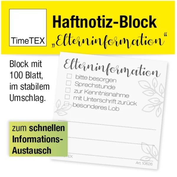 Haftnotiz-Block "Elterninformation", 65x65 mm, 100 Blatt