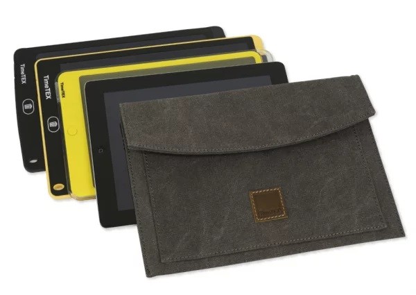 Tablet-Hülle aus Canvas mit Einstecktasche, 30x21 cm dunkelgrau